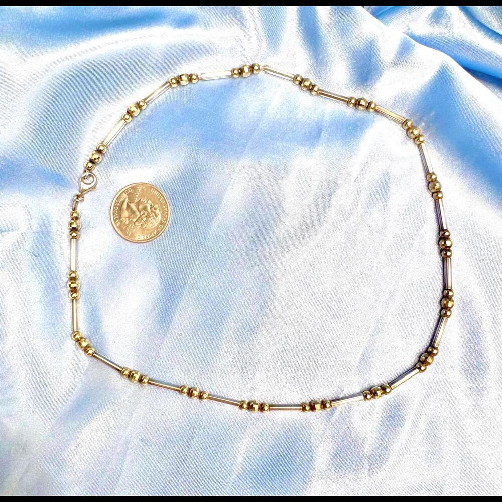 VINTAGE SIGNED MILOR ITALY STERLING SILVER TUBE BAR & GOLD PLATED BALL NECKLACE. - Picture 4 of 5